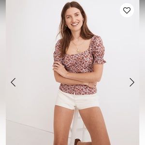 Madewell Button-Front Smocked-Back Top in Piccola Floral - size 6